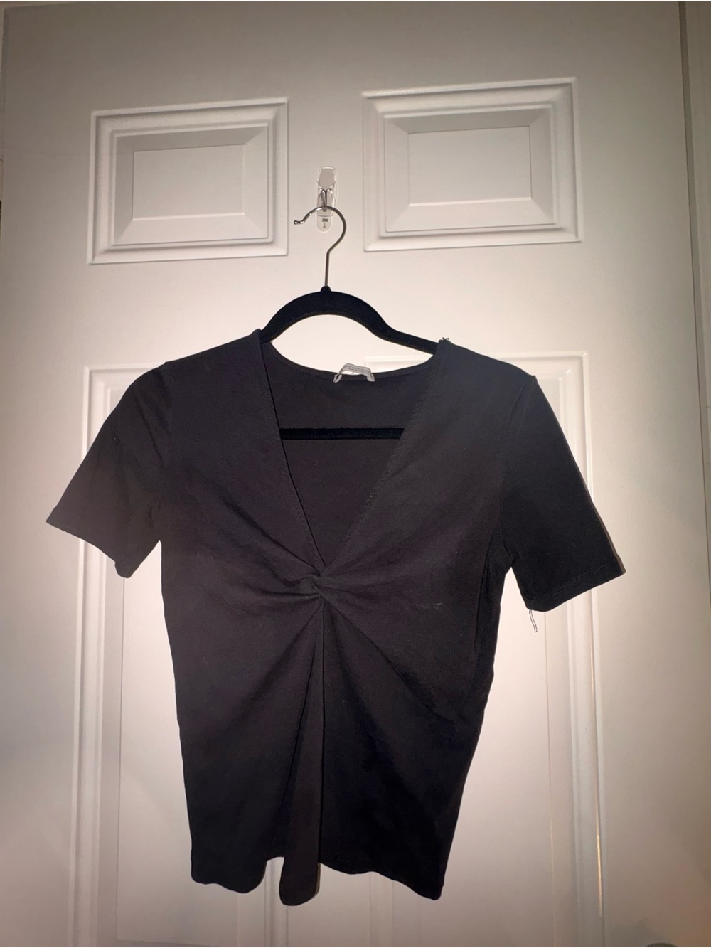 Zara Black Twist-Front Short Sleeve Top